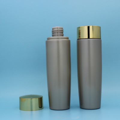 Elegant 200ml PET plastic bottle with golden cap, 200ml plastic bottle for cosmetic