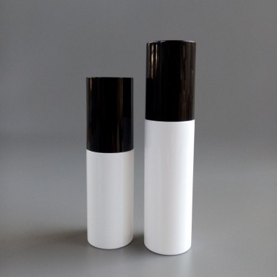 Custom 30ml 60ml white cylinder pet plastic bottles with black lid